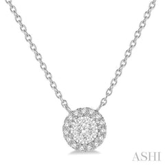 1/6 Ctw Circular Round Cut Diamond Lovebright Pendant With Chain in 14K White Gold
