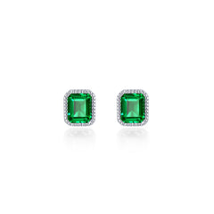 May Birthstone Solitaire Stud Earrings