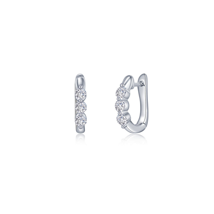 3-Stone Huggie Hoop Earrings
