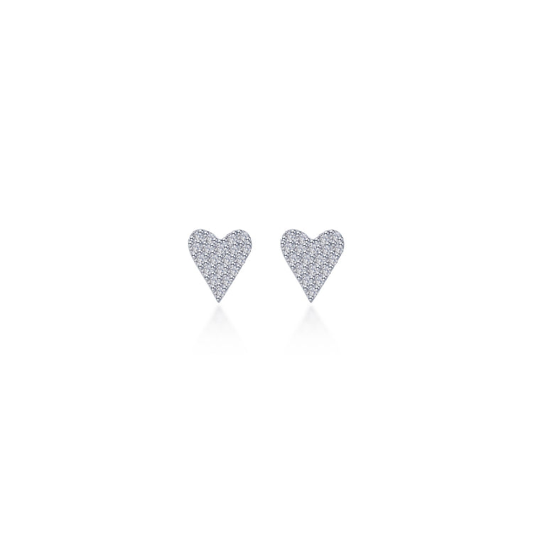 Pave Heart Stud Earrings