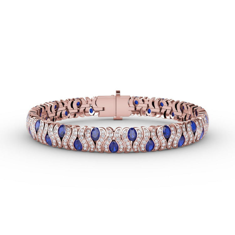 Wave Sapphire and Diamond Bracelet