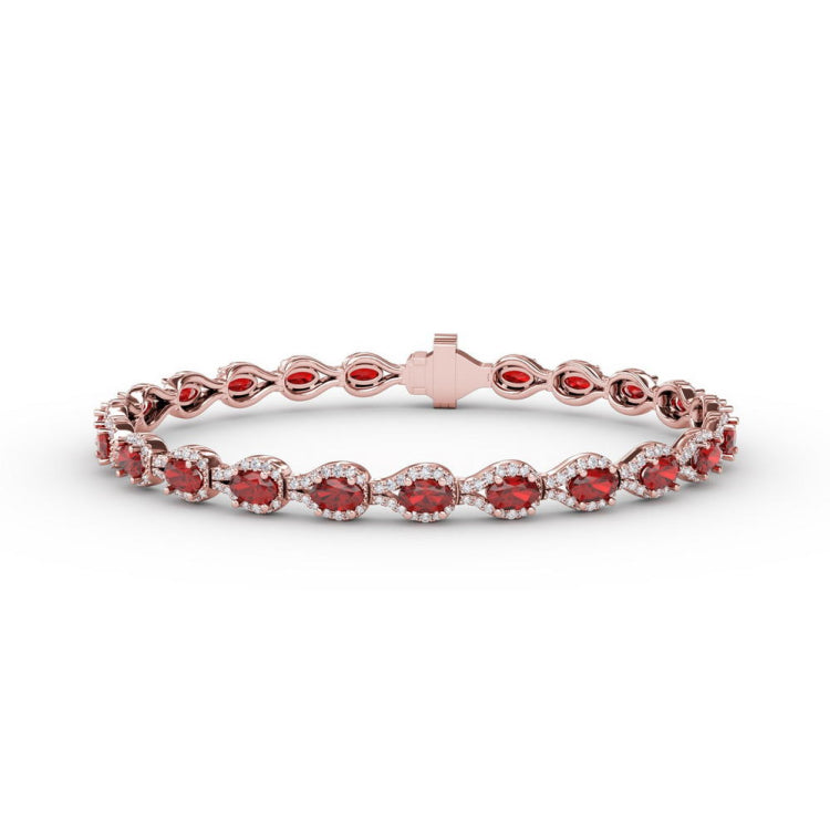 Pear-Shaped Diamond & Ruby Bracelet
