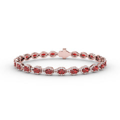 Pear-Shaped Diamond & Ruby Bracelet