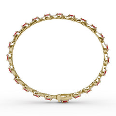 Pear-Shaped Diamond & Ruby Bracelet