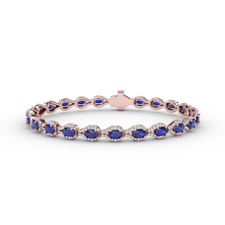 Pear-Shaped Diamond & Sapphire Bracelet