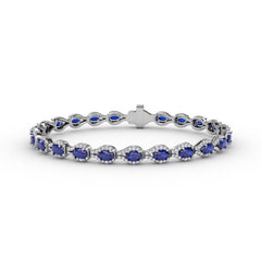 Pear-Shaped Diamond & Sapphire Bracelet