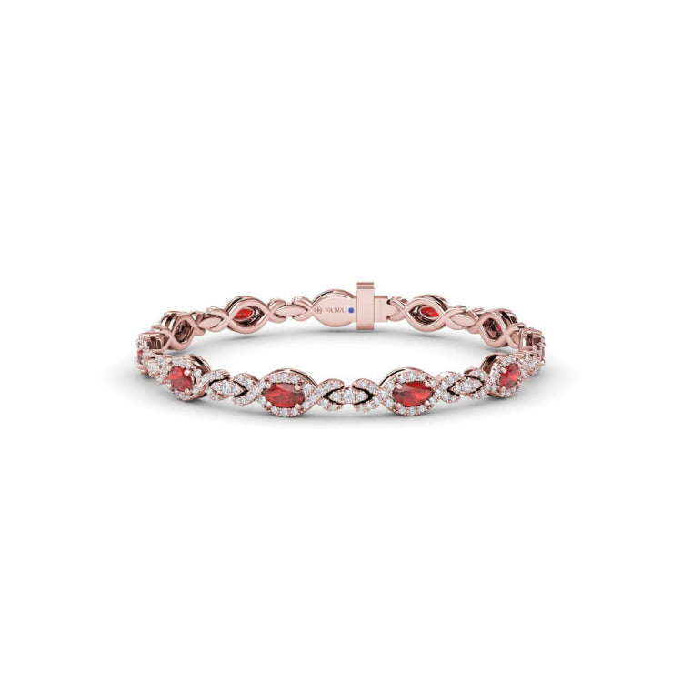 Love Knot Ruby and Diamond Bracelet