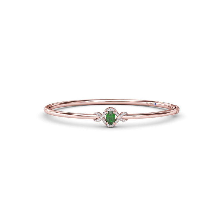 Love Knot Emerald and Diamond Bangle Bracelet