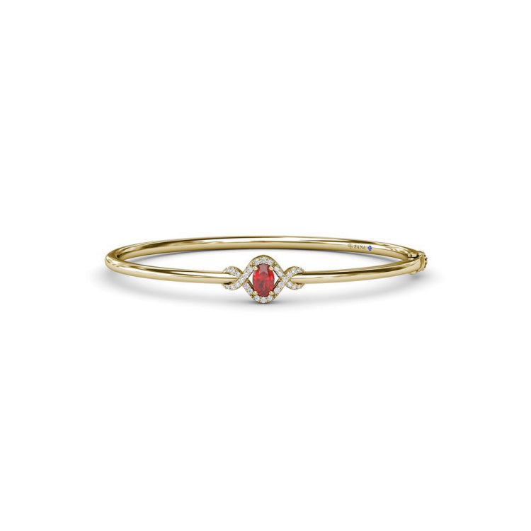 Love Knot Ruby and Diamond Bangle Bracelet