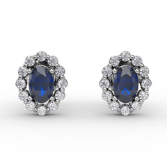 Halo Sapphire and Diamond Stud Earrings 