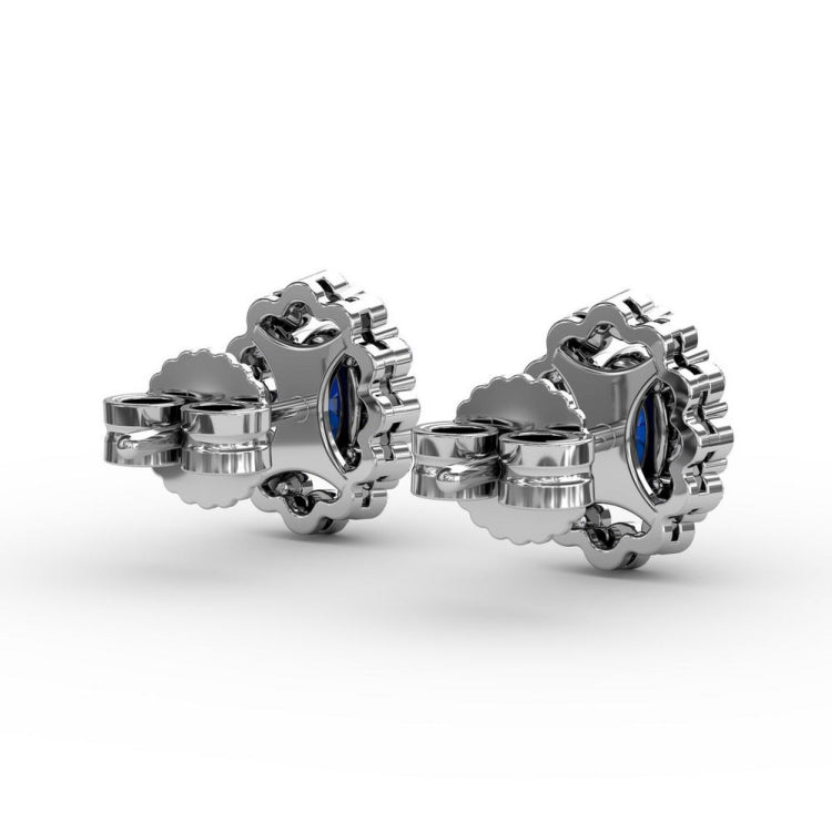 Halo Sapphire and Diamond Stud Earrings 
