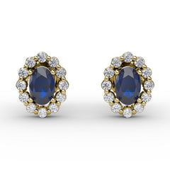 Halo Sapphire and Diamond Stud Earrings 