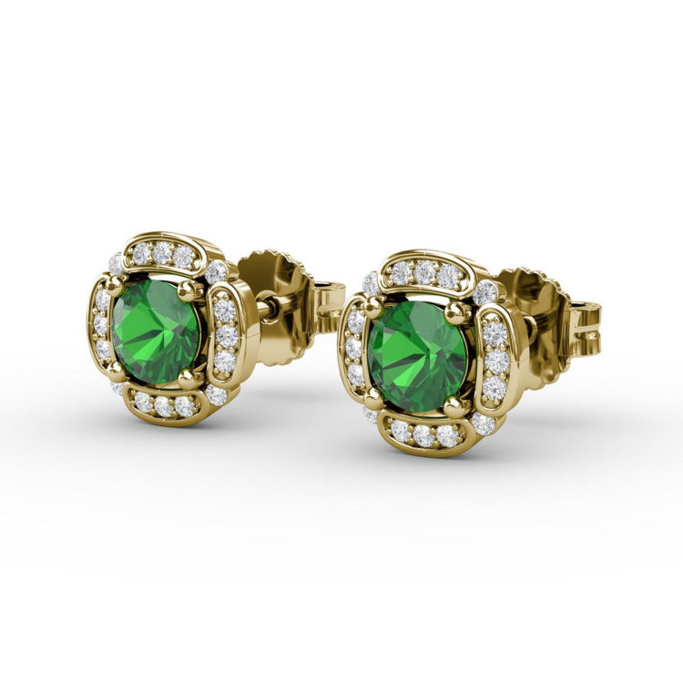 Vintage Channel Setting Stud Earrings 
