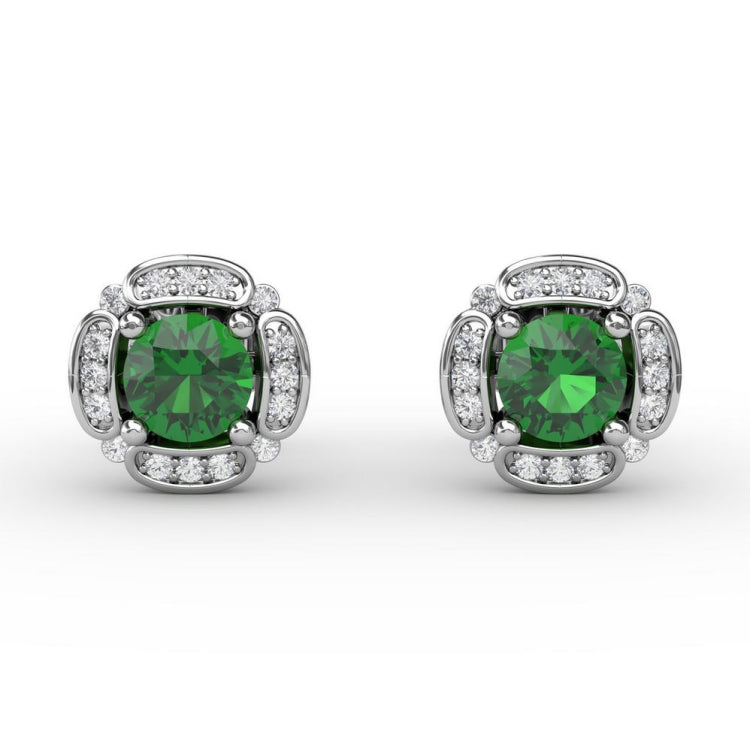 Vintage Channel Setting Stud Earrings 