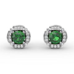Vintage Channel Setting Stud Earrings 