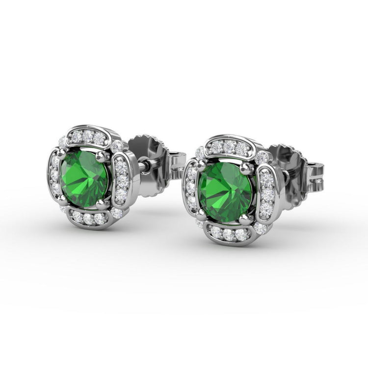 Vintage Channel Setting Stud Earrings 