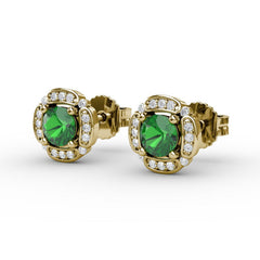Vintage Channel Setting Stud Earrings 
