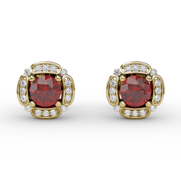 Vintage Channel Setting Stud Earrings 