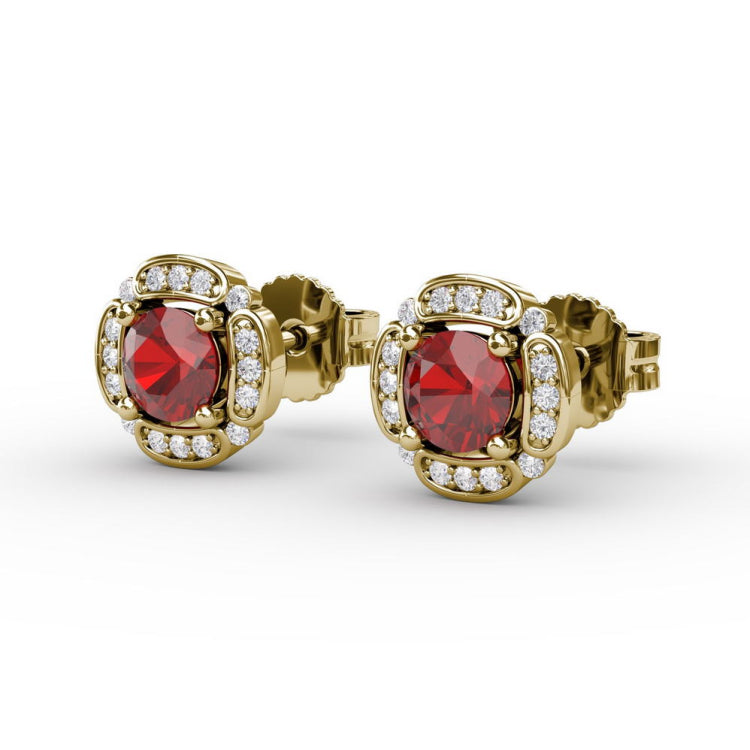 Vintage Channel Setting Stud Earrings 