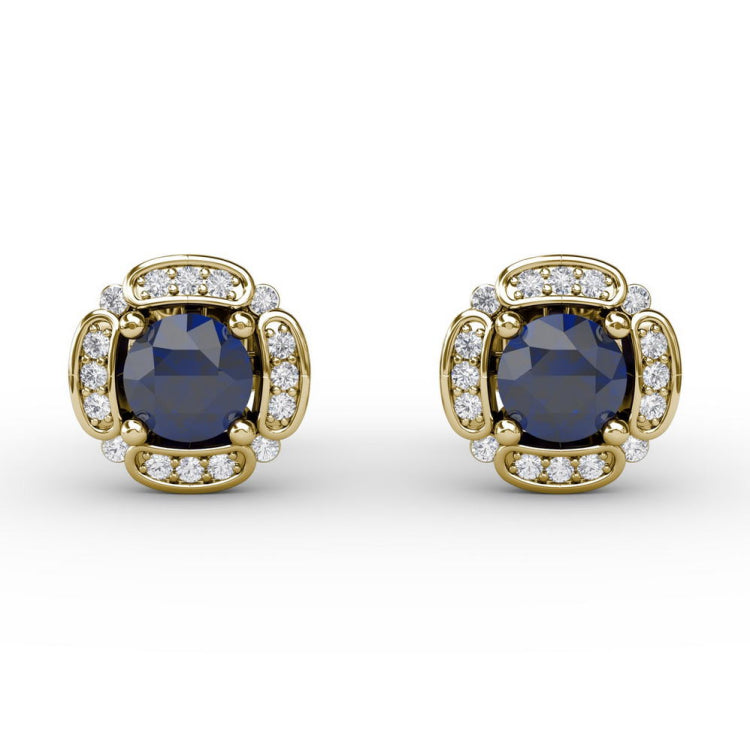 Vintage Channel Setting Stud Earrings 