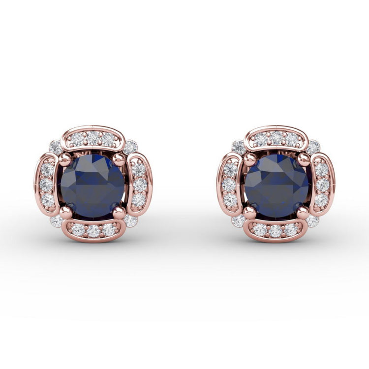 Vintage Channel Setting Stud Earrings 