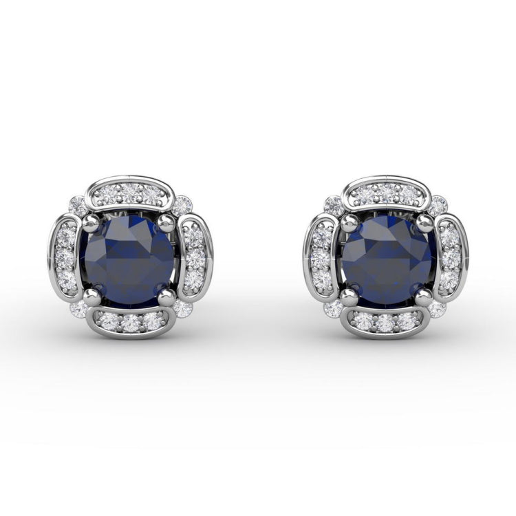 Vintage Channel Setting Stud Earrings 