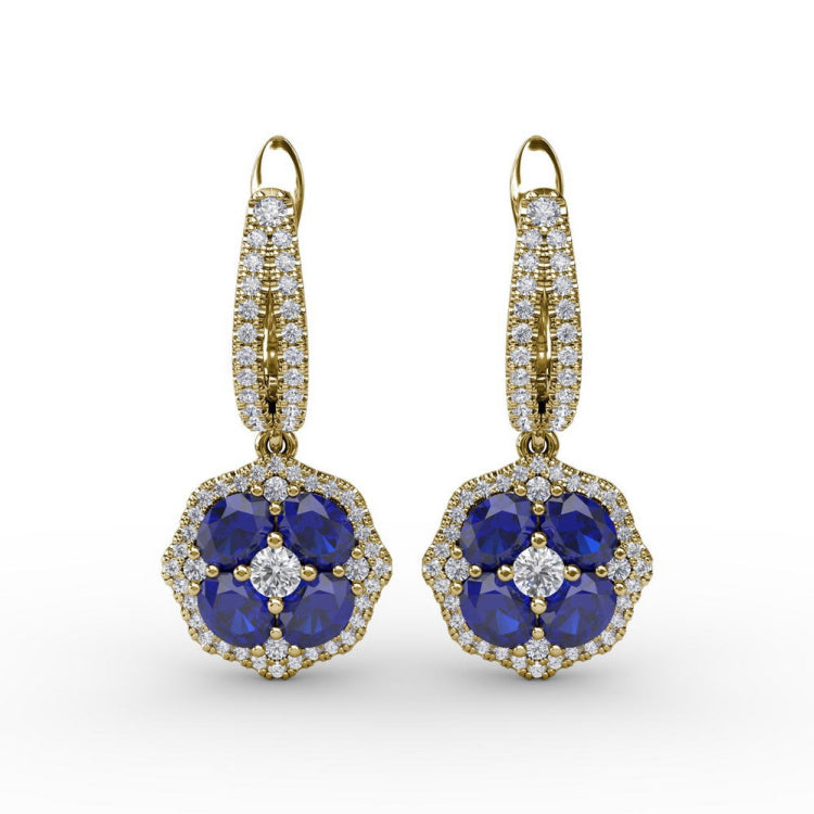 Steal The Spotlight Sapphire and Diamond Cluster Drop Earrings