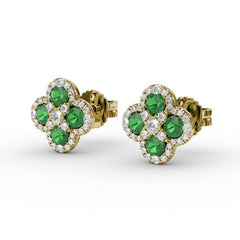 Endless Bliss Emerald and Diamond Cluster Studs