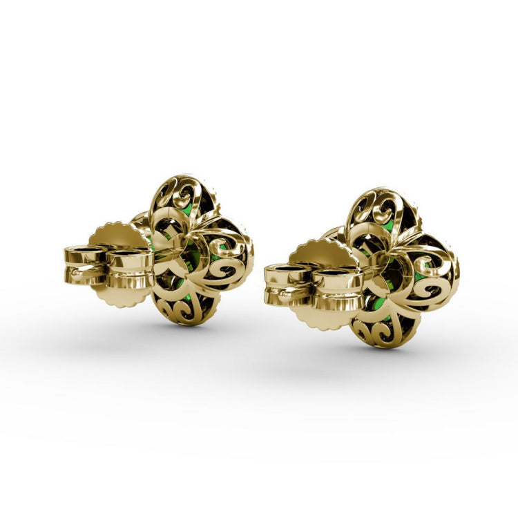 Endless Bliss Emerald and Diamond Cluster Studs