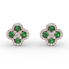 Endless Bliss Emerald and Diamond Cluster Studs