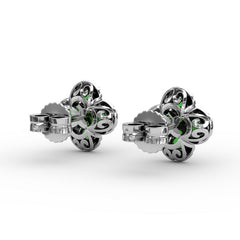 Endless Bliss Emerald and Diamond Cluster Studs