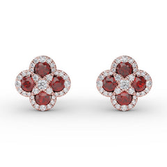 Endless Bliss Ruby and Diamond Cluster Studs