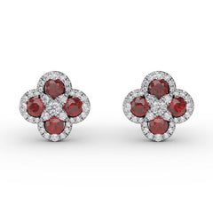 Endless Bliss Ruby and Diamond Cluster Studs
