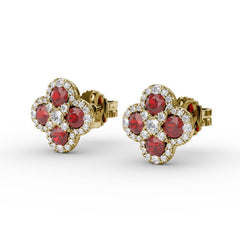Endless Bliss Ruby and Diamond Cluster Studs
