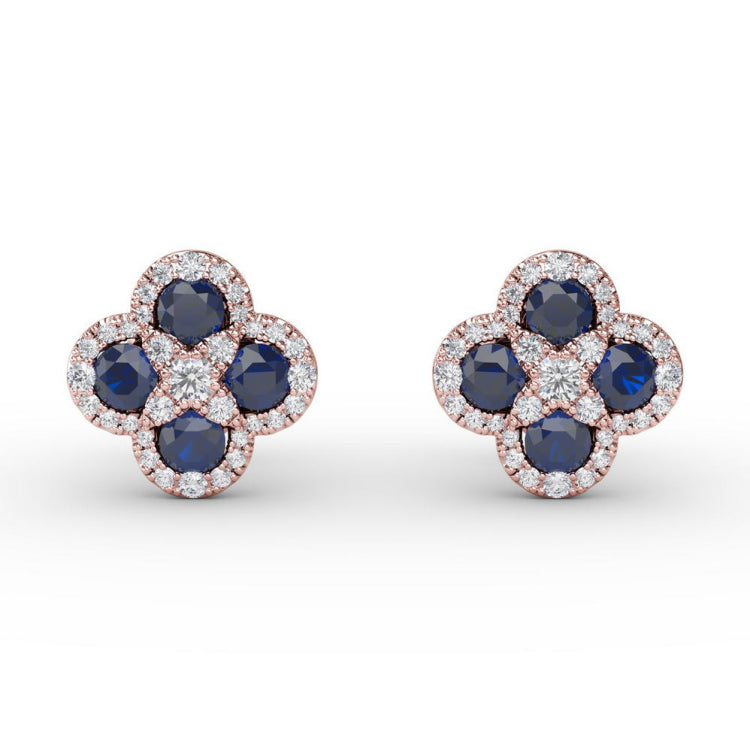 Endless Bliss Sapphire and Diamond Cluster Studs