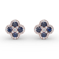 Endless Bliss Sapphire and Diamond Cluster Studs