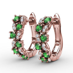 Clustered Emerald and Diamond Earrings