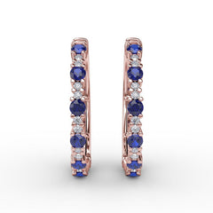 Precious Sapphire and Diamond Hoop Earrings 