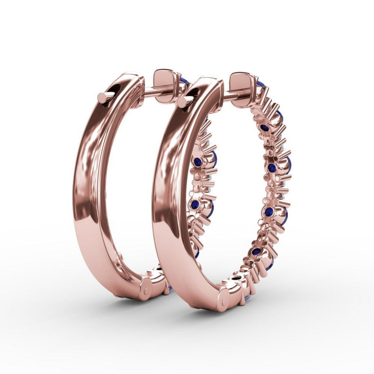 Precious Sapphire and Diamond Hoop Earrings 