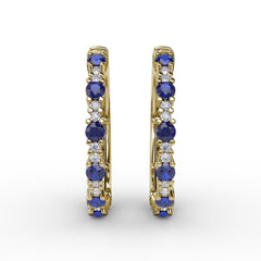 Precious Sapphire and Diamond Hoop Earrings 