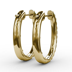 Alternaing Emerald and Diamond Hoop Earrings 
