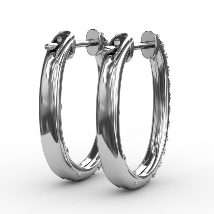 Alternaing Ruby and Diamond Hoop Earrings 