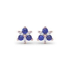 Trio Stud Sapphire and Diamond Earrings