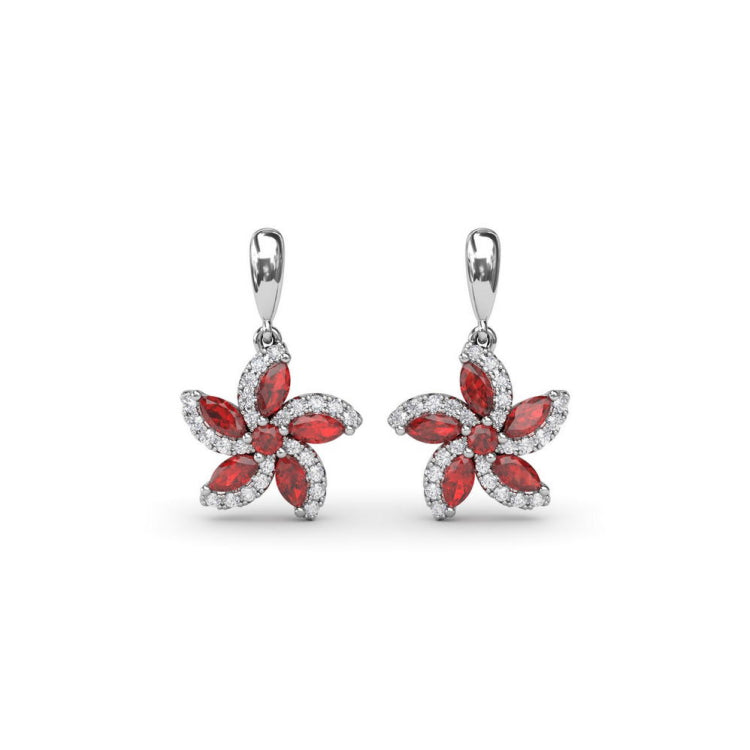 Ruby and Diamond Catalina Drop Earrings