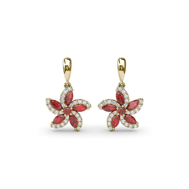 Ruby and Diamond Catalina Drop Earrings