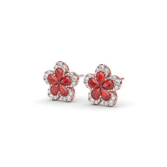 Magnolia Ruby and Diamond Earrings