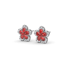 Magnolia Ruby and Diamond Earrings