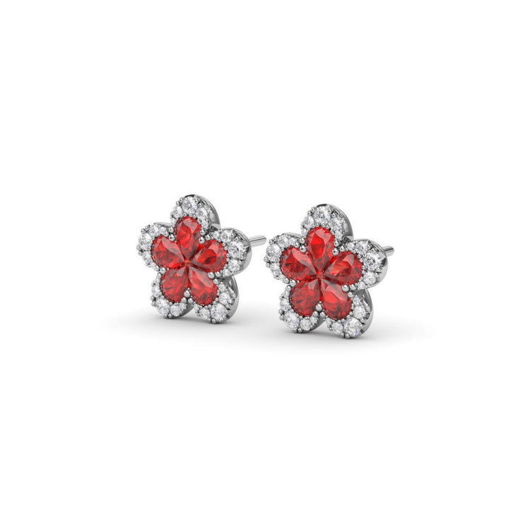 Magnolia Ruby and Diamond Earrings