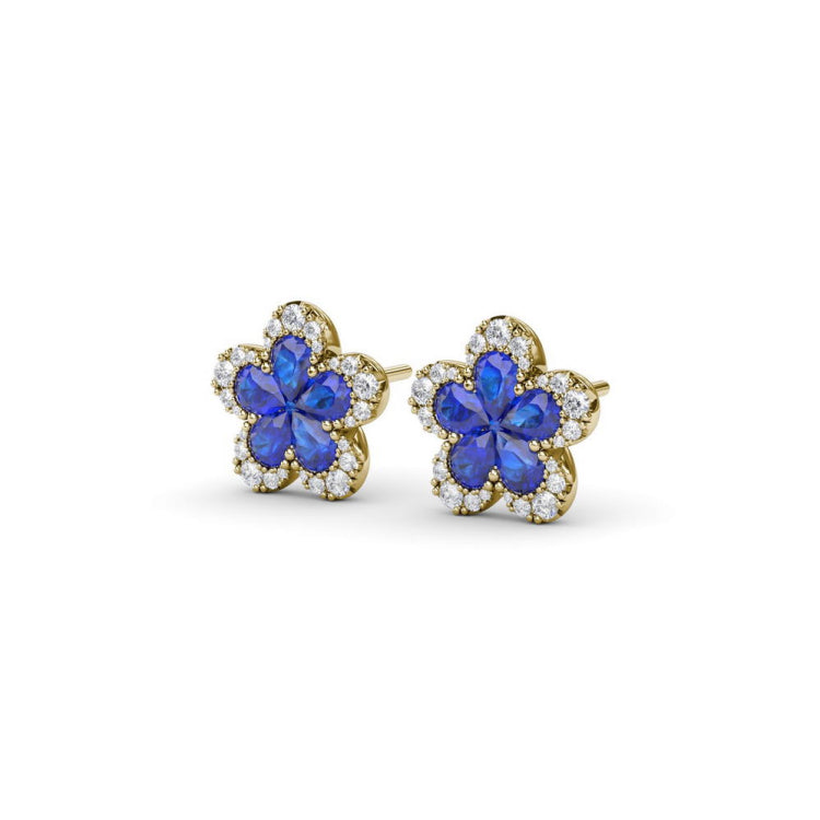 Magnolia Sapphire and Diamond Earrings