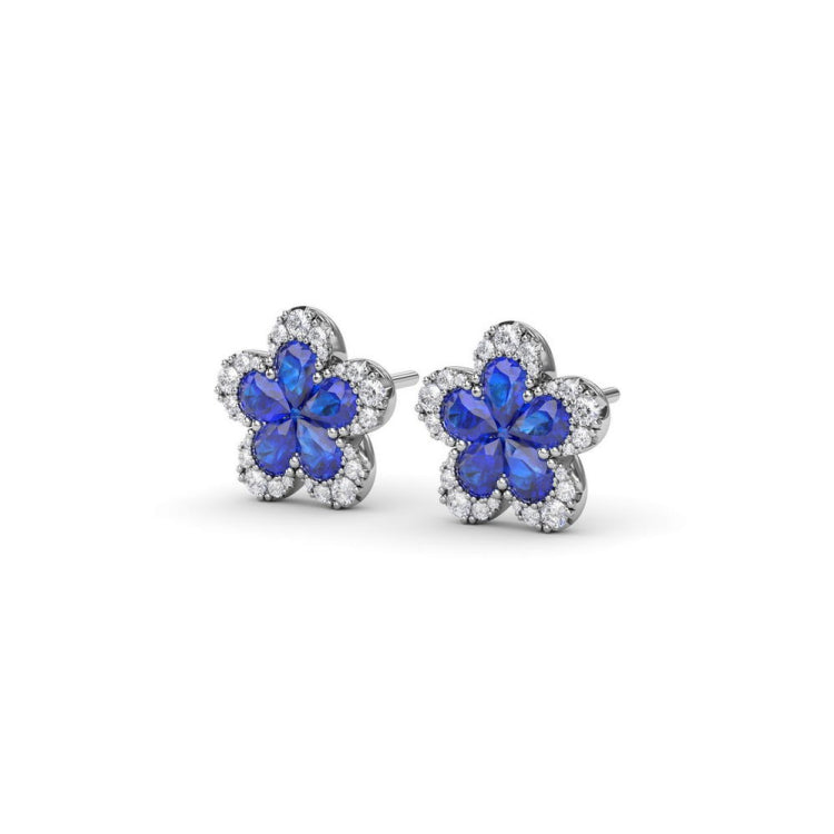 Magnolia Sapphire and Diamond Earrings